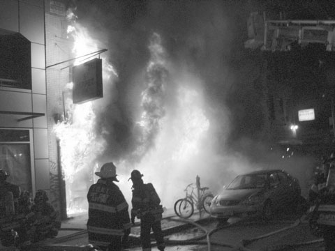 Fire engulfs