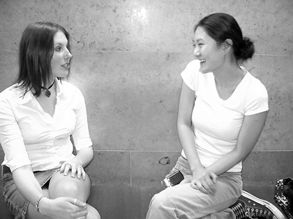 Two women conversing