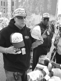 Noho vendor’s graffiti-caps
