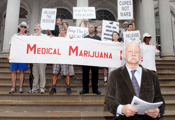 Photo by Jefferson Siegel Among the marijuana marchers was Phil Hollenbeck of Brooklyn, who claimed he was smoking sage.