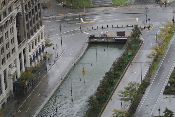 The Battery Park Underpass after Hurricane Sandy in 2012. Downtown Express file photo by Jay Fine.