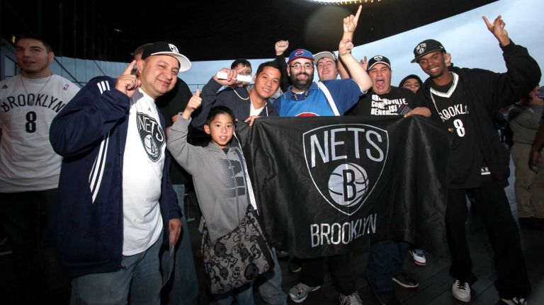 Nets fans are seen outside Barclays Center for the team's first game in Brooklyn on Oct 15, 2012.