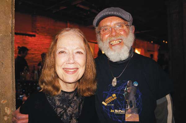 Jazz pianist Connie Crothers with artist Jeff Schlanger, who has been painting jazz musicians live for the last 37 years. He designed the flier and art for the Under_Line launch.  