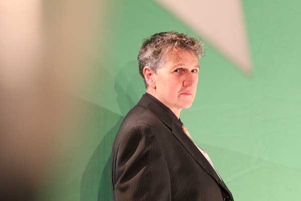 Deconstruction Ahead 4 Peggy Shaw ponders post-stroke identity, in “Ruff.” Photo by Alex Reeves