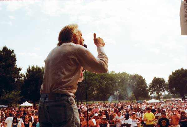 Dana Beal speaking at a Global Marijuana March event in New York City.