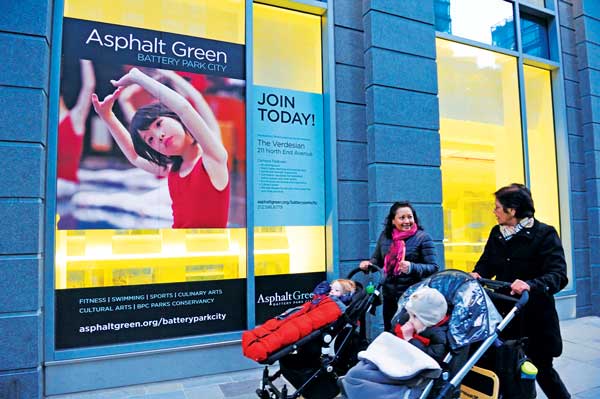 The Asphalt Green community center on North End Avenue was severely damaged by Superstorm Sandy. The Battery Park City Authority, which is constructing the center, has no estimate as to when it will open. 