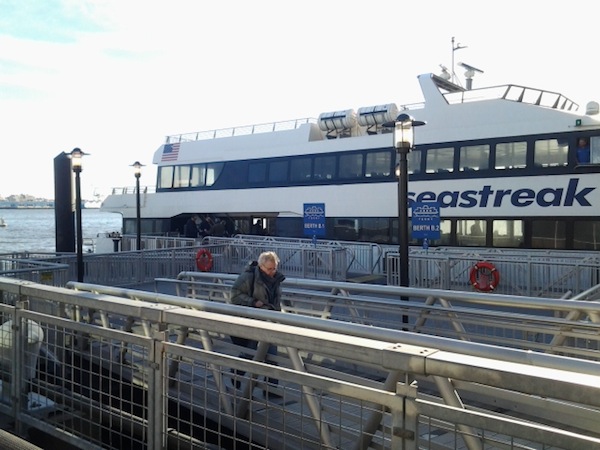 The Seastreak ferry service was in ervice from Wall St. to Jersey’s Atlantic Highlands Jan. 9, though the slip is still out of commission, forcing commuters to hover on Pier 11.  