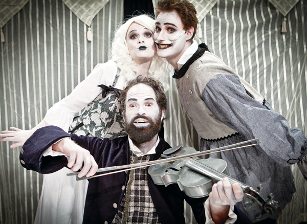L to R: Molly O'Neill, Dave Droxler and Jon Froehlich, in “The Man Who Laughs.”  Photo by Carrie Leonard  
