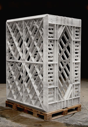 Fabio Viale: “Stargate” (2010/2011, marble, 82 x 63 x 47 1/4 inches; 210 x 160 x 120 cm).  Courtesy Sperone Westwater, New York 