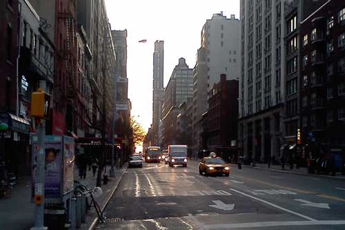 Dawn of an old age: This patch of Chelsea (23rd St. & 7th, looking towards 6th Ave.) will remain under the protection of the 13th Precinct.  Photo by Scott Stiffler 