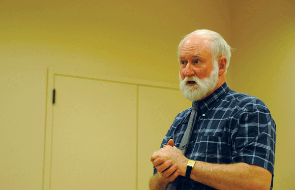 Photo by Terese Loeb KreuzerMalcolm Bowman addressing a recent meeting of C.B. 2’s Environmental Committee.