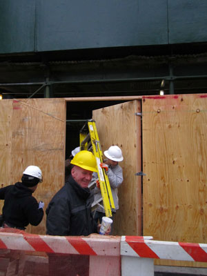 Derelict Canal building and two others to be renovated 3 The contractor overseeing the renovation work was supervising his crew as they put up a plywood fence around 502 Canal St. last Thursday.