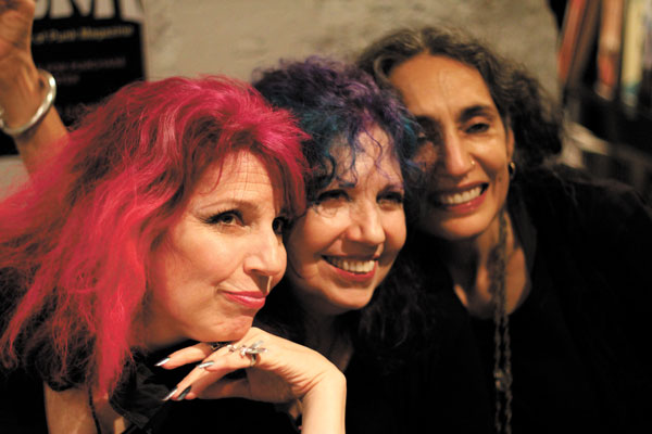 From left, Tish and Snooky Bellomo and a friend at the recent book-signing party in DUMBO for “The Best of Punk Magazine.”   Photo by Paul DeRienzo