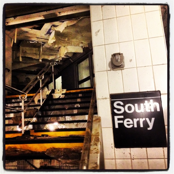 South Ferry subway station a week after it was badly damaged by Superstorm Sandy.  Photo by M.T.A.
