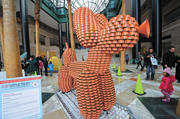 Kreuzer The annual CANstruction show at 2 World Financial Center is always intriguing and also helps a good cause. The canned food is donated to City Harvest after the show finishes. Downtown Express photos by Terese Loeb 