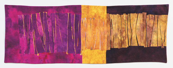 Image courtesy of ArtQuilt Gallery and the artist Beth Carney’s work draws on her background as a dancer. See “CHAOS.”