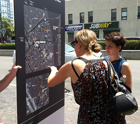 New “wayfinding” maps are coming to four city neighborhoods including Lower Manhattan and Long Island City.  Photo courtesy of NYC Dept. of Transportation.
