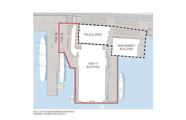 Howard Hughes Corporation will be redeveloping Pier 17 and has an option on the Tin Building, which is in the Seaport Historic District, and the New Market Building, which is just outside.  