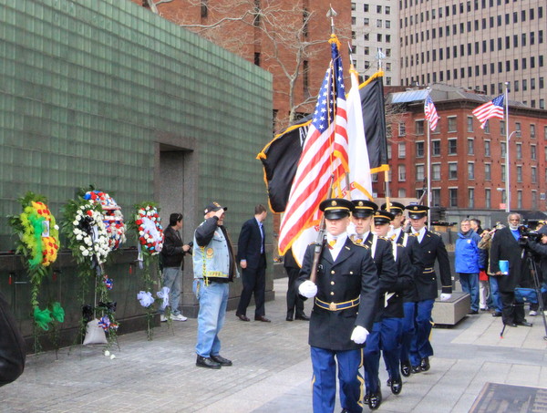 Downtown Express photo by Kaitlyn Meade An Honor Guard of Fordham University R.O.T.C. cadets paid tribute March 23 to the 1,741 New York City troops killed in the Vietnam War. 