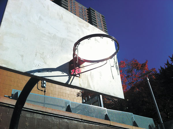 Park group looks for buzzer beater to save hoops 1 The Washington Market Park hoops, with dilapidated backboards and no nets, will be replaced with new equipment when park fundraisers hit their goal.