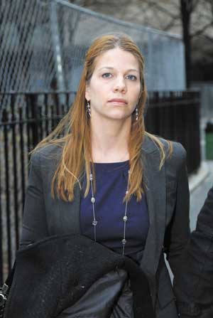 Photos by Jefferson Siegel Ann-Margret Gidley leaving Manhattan Supreme Court last December, after testifying in the trial of Steven Johnson.