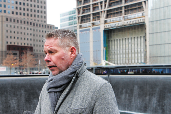 Commemorating the first people killed at the W.T.C 1 Michael Macko, son of William Macko, who died in the 1993 attack on the World Trade Center, after the ceremony marking the 20th anniversary. Downtown Express photo by Kaitlyn Meade