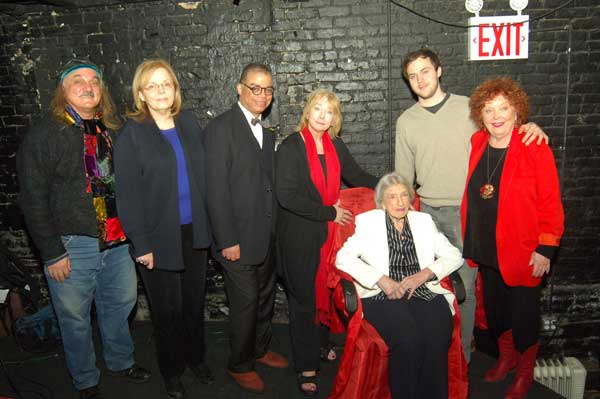 At Edith O’Hara’s 96th birthday party, from left, Michael Adams, historian for state Senator Bill Perkins, who gave O’Hara a lifetime achievement award; Jenny O’Hara; Edith O’Hara; and John O’Hara.  Photo by Gideon Manasseh 