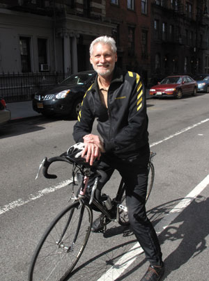 Scott Oglesby ready to do some winter cycling — or bike riding, as they used to call it — with his 1986 Miyata road bike. 