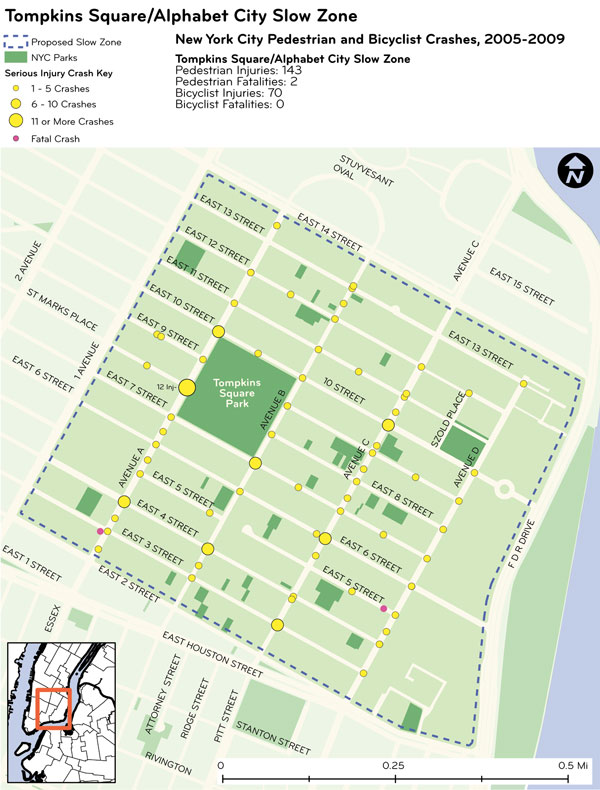 Alphabet City slow zone would rapidly increase safety 1 Courtesy TSP3A / Transportation Alternatives An analysis by Transportation Alternatives, culled from New York State Department of Motor Vehicles data.