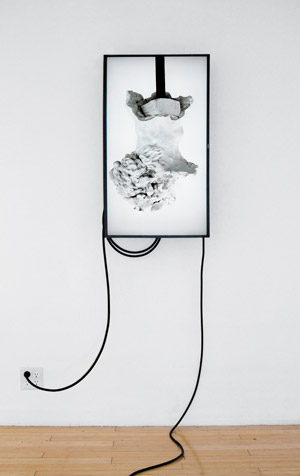 Image courtesy of KANSAS, New York David J. Merritt’s “Instrument” (2013, single-channel video generated by a custom software algorithm, sound of artist breathing digitally and floor monitor speaker; an eight-hour timed sequence that auto-plays).