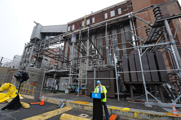 Con Ed's head shows off storm preparations 2 Downtown Express photo by Terese Loeb Kreuzer Kevin Burke, Con Edison’s C.E.O., on Tuesday, visited the 13th Street substation, which was flooded after Hurricane Sandy.