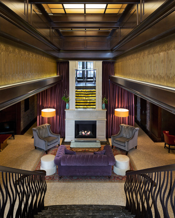With retro décor and restaurants, hotels are in the mix 1 The Jade Hotel has a dramatic entrance leading down a flight of black stairs to a lounge area with a working fireplace.
