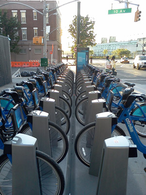 Wheels in Motion, as Citi Bike Rolls Out 2 Photos by Scott Stiffler Up for grabs, on 14th St. and Tenth Ave.