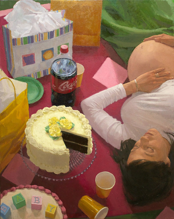 Image courtesy of the artist and First Street Gallery Nicole McCormick Santiago: “Baby Cakes (Pregnancy Self-Portrait),” oil on canvas, 42 x 33.