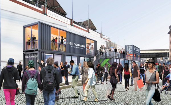 Image courtesy of Howard Hughes Corp. Renderings of the “retail containers.”