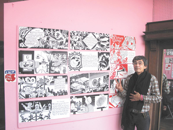 Artist struggles to survive amid life on the street 1 Anthony Rodriguez with some of his artwork in his current exhibition at the Clayton Gallery & Outlaw Art Museum.