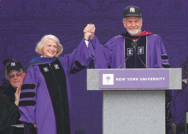 ©NYU Photo Bureau: Gallo President John Sexton with Edith Windsor, the plaintiff in the Supreme Court case challenging DOMA.