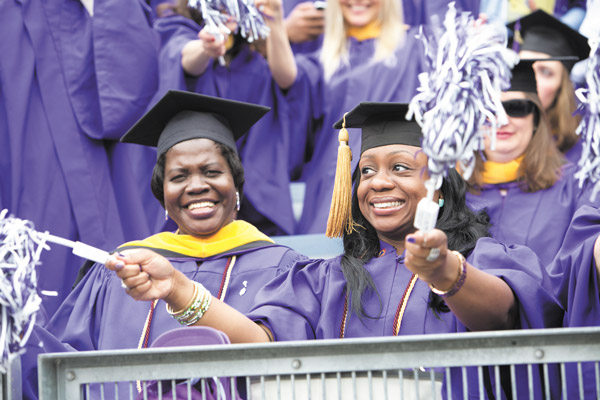 Gay nups advocates a hit at N.Y.U. stadium ceremony 2 ©NYU Photo Bureau: Hollenshead Each N.Y.U. school division — such as Tisch, Stern, Gallatin, Steinhardt, etc. — gets its own distinctive type of sticks to wave at commencement to show their school spirit.