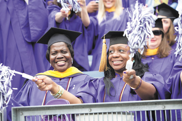 ©NYU Photo Bureau: Hollenshead Each N.Y.U. school division — such as Tisch, Stern, Gallatin, Steinhardt, etc. — gets its own distinctive type of sticks to wave at commencement to show their school spirit.