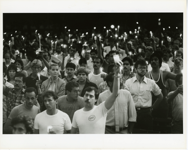 Early Years of AIDS Remembered at New-York Historical Society 3 Photos Courtesy of New-York Historical Museum & Library Only slowly did the silence end: the flyer for the first AIDS vigils, the crowd assembled in Manhattan in May 1983 and the appearance of the quilt in Washington.