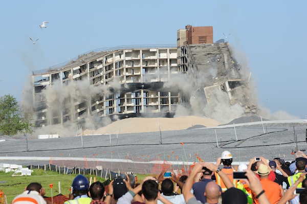 Governors Island imploding June 9. Downtown Express photo by Terese Loeb Kreuzer.