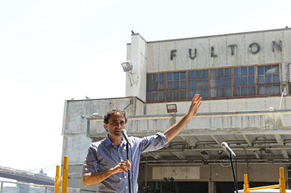 Robert LaValva, New Amsterdam Market's founder, said he is continuing his campaign to preserve the Seaport's historic buildings. Downtown Express photo by Terese Loeb Kreuzer