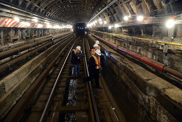 M.T.A. staff surveyed the damage to the Montague Tubes on April 15, 2013. Image courtesy of M.T.A. New York / Marc A. Hermann 