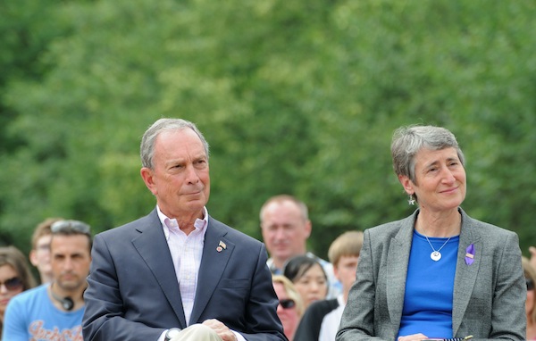 Mayor Michael Bloomberg and Secretary of the Interior Sally Jewell at the reopening of Liberty Island on Independence Day.  
