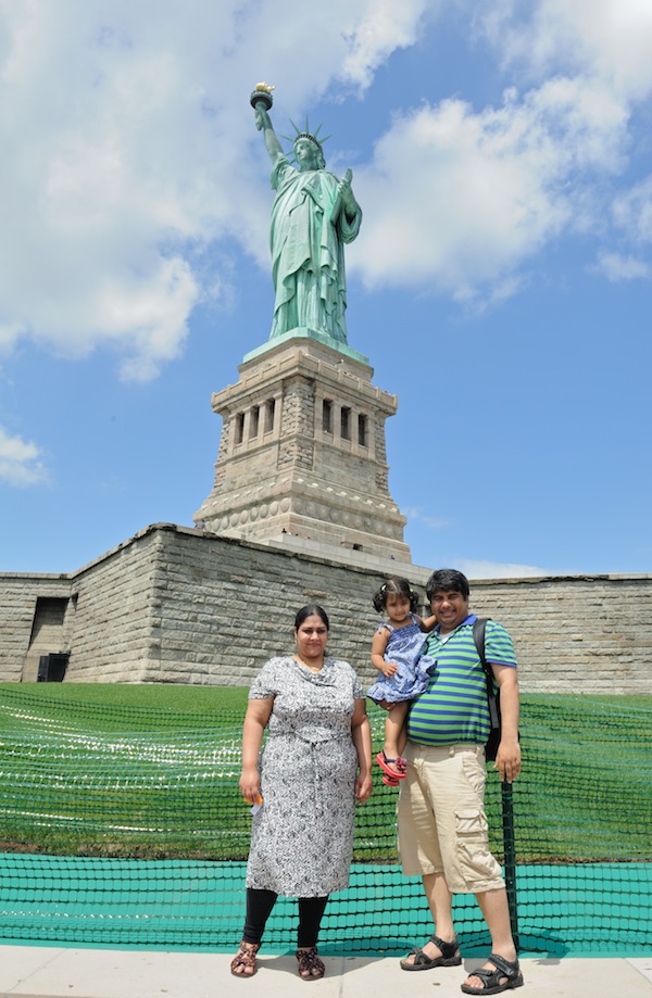 Many of the 20,000 visitors on July 4th posed for family photos.  Downtown Express photo by Terese Loeb Kreuzer