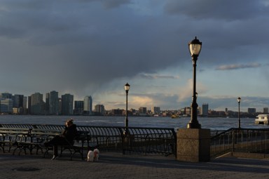 Evening on the Battery Park City esplanade at North Cove Marina. March 26, 2013