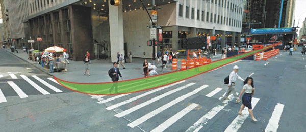 Graphic courtesy of the NYC Dept. of Design and Construction The city’s repair project on Broadway will remain mostly on the street itself.