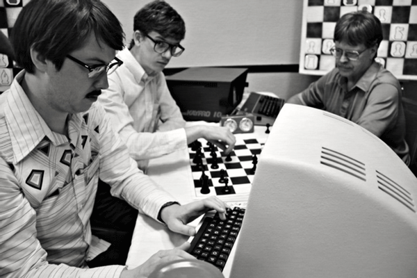 Photo courtesy of Kino Lorber, Inc. Wiley Wiggins as Martin Beuscher and Patrick Riester as Peter Bishton, in “Computer Chess.”