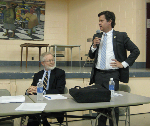 NY State Assemblymember Richard Gottfried (seated) and NY State Senator Brad Hoylman were vocal opponents of an affordable housing plan that would require the demolition of Fulton Houses amenities.