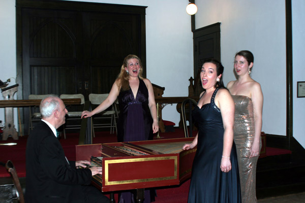 Photo courtesy of the Washington Square Music Festival Harpsichordist Kenneth Cooper (left), shown here with three of his five vocal soloists, will conduct John Eccles’ opera “The Judgment of Paris” on July 9. 